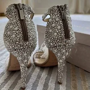 JIMMY CHOO の靴♪ ★ VIOLA ★ 110mm 【多色在庫】 Jimmy Choo Viola 110 Feather Crystal Embellished Heels Size